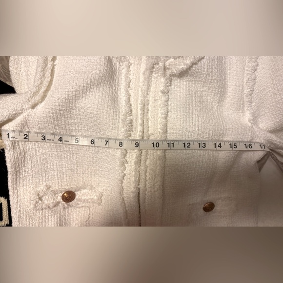 Zara Basic Tweed Cream Jacket. Size L - Picture 8 of 9